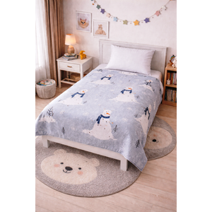 Amazon Ev Pamuk Dokuma Tek Kiş çocuk Pike 160*240 Cm Gri/ Kardan Adam A12
