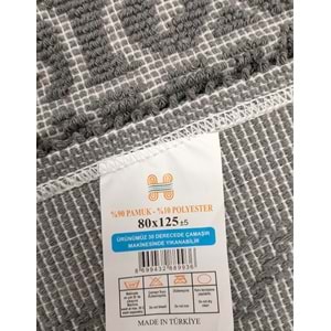 Pamuklu Bukle Lüks Kilim (80x125)-Spiral Gri