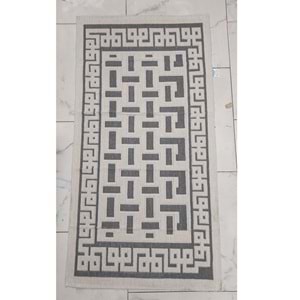Pamuklu Bukle Lüks Kilim (80x150)-Labirent Kreme Gri