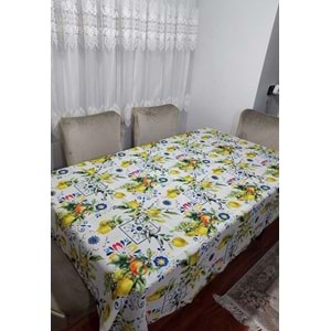 2 Adet Limon Portakal Desenli 3D Dikdörtgen Masa Örtüsü (160x200)