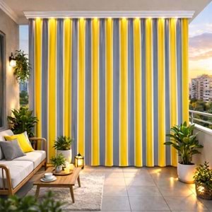 Balkon Perdesi Kumaşı Metrelik (En 280cm)-Sarı Gri