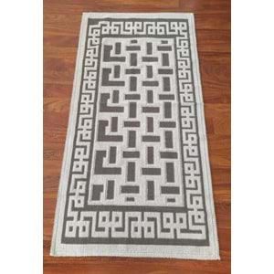 Pamuklu Bukle Lüks Kilim (80x150)-Labirent Kreme Kahve