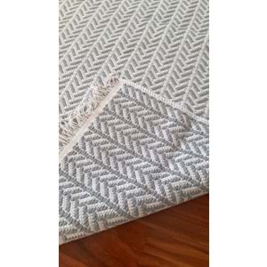 Pamuklu Cotton Kilim Çift Taraflı Yıkanabilir Dekoratif (80x150) - Gri v2