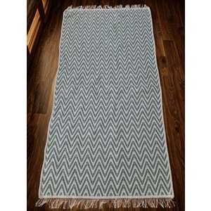 Pamuklu Cotton Kilim Çift Taraflı Yıkanabilir Dekoratif (80x150) - Mint v1