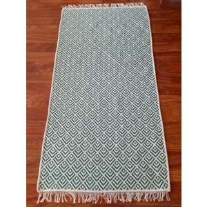 Pamuklu Cotton Kilim Çift Taraflı Yıkanabilir Dekoratif (80x150) - Mint v2