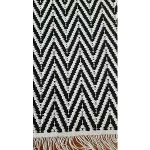 Pamuklu Cotton Kilim Çift Taraflı Yıkanabilir Dekoratif (80x150) - Siyah Beyaz v1