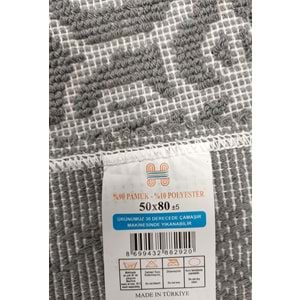 2 ADET Pamuklu Bukle Lüks Kilim (50x80)-Spiral Gri