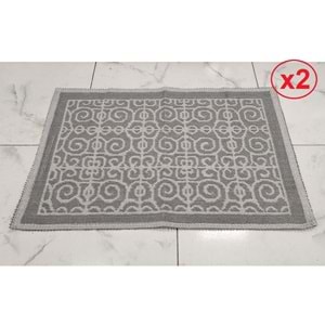 2 ADET Pamuklu Bukle Lüks Kilim (80x125)-Spiral Gri