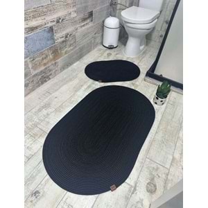 Jüt Hasır 2li Banyo Seti Paspas Takımı-Siyah