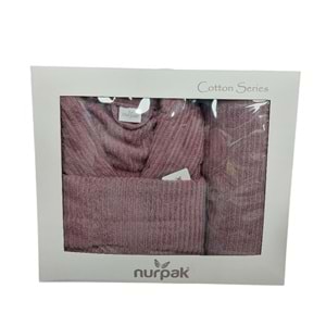 Nurpak Tek Kişilik Bornoz Seti Şalyaka-Ekol Mürdüm (Beden L-XL)