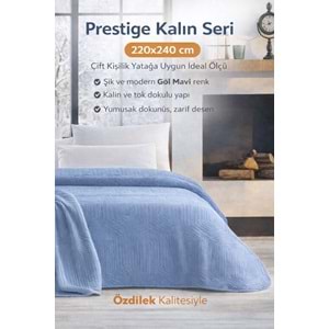 Özdilek Prestige Kalın Embos Çift Kişilik Battaniye (220x240)-Göl Mavi