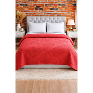 2 Adet Şaheser %100 Pamuk Çift Kişilik Pike 240x220 (Tek Pike)-Brick Red KİREMİT