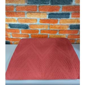 2 Adet Şaheser %100 Pamuk Çift Kişilik Pike 240x220 (Tek Pike)-Brick Red KİREMİT