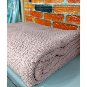 2 Adet Şaheser %100 Pamuk Çift Kişilik Pike 240x220 (Tek Pike)-Pudra