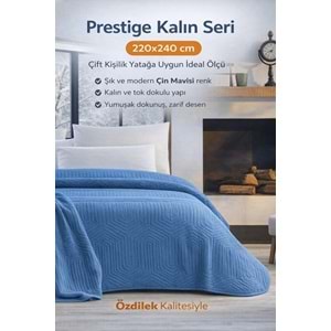 Özdilek Prestige Kalın Embos Çift Kişilik Battaniye (220x240)-Çin Mavisi Yeni