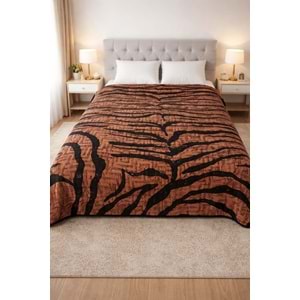 Aksu Safari Çift Kişilik Ultra Yumuşak Embos Vizon Battaniye (200x240)-Leopar Koyu Kahve Siyah