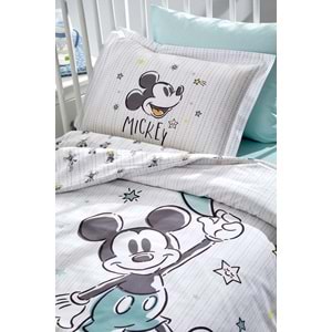 Özdilek Ranforce Lisanslı Bebek Beşik Nevresim Takımı-Mickey Mouse Goodnight