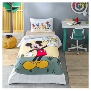 Özdilek Lisanslı Fitted Çarşaflı Tek Kişilik Çocuk Nevresim Takımı-Mickey Nomadic Sarı