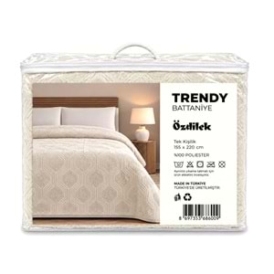 Özdilek Trendy Embos Tek Kişilik Battaniye(155x220)-Art Deco Kemik