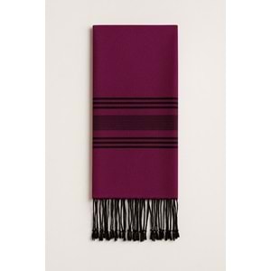 Pamuklu İp El Dokuma Şal Mürdüm / Siyah 50*190 CM MT1004