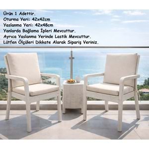 1 Adet Premium Şönil Arkalıklı Sandalye Minderi, Extra Kalın (Kalınlık 4,5cm)-A.Krem