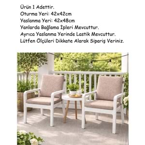 1 Adet Premium Şönil Arkalıklı Sandalye Minderi, Extra Kalın (Kalınlık 4,5cm)-Bej Düz