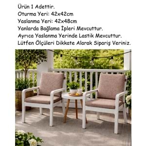 1 Adet Premium Şönil Arkalıklı Sandalye Minderi, Extra Kalın (Kalınlık 4,5cm)-K.Bej Düz