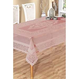 Raşel Örme 140x180 Pano Desenli Masa Örtüsü Pembe