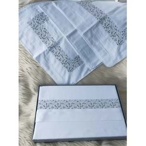 Özdilek Cotton Çift Kişilik Nakışlı Saten Nevresim Takımı Jasmin Gri