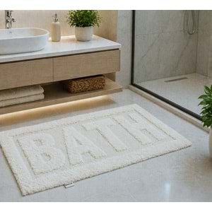 Özdilek Tufting Bath Su Emici Banyo Paspası (50x80)-Krem