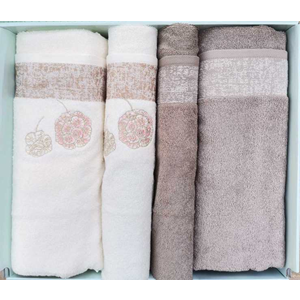 Özdilek Bamboo Hamam Seti, Banyo Havlu Takımı-Phlox Krem Bej