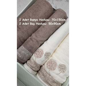 Özdilek Bamboo Hamam Seti, Banyo Havlu Takımı-Phlox Krem Bej