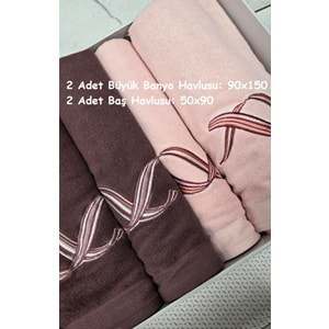 Özdilek Best Hamam Seti, Banyo Havlu Takımı (Büyük Boy)-Pink Wave Bordo Pembe