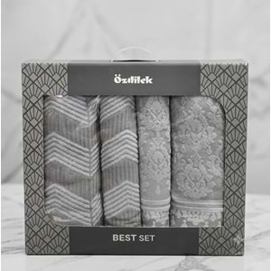 Özdilek Best Hamam Seti, Banyo Havlu Takımı-Tappeto Antrasit Gri
