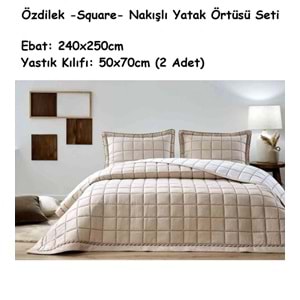 Özdilek Nakışlı -Square Bej- Çift Kişilik Yatak Örtüsü (240x250)