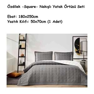 Özdilek Nakışlı -Square Antrasit- Tek Kişilik Yatak Örtüsü (180x250)