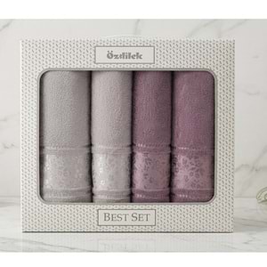 Özdilek Best Hamam Seti, Banyo Havlu Takımı-Camellia Gri Mürdüm