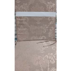 2 Adet Premium Şönil Arkalıklı Sandalye Minderi, Extra Kalın (Kalınlık 4,5cm)-K.bej Desenli