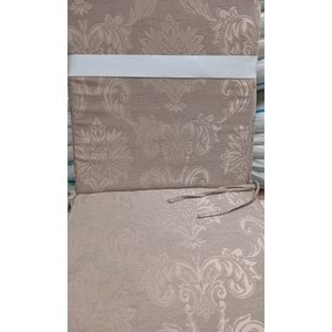 6 Adet Premium Şönil Arkalıklı Sandalye Minderi, Extra Kalın (Kalınlık 4,5cm)-K.bej Desenli