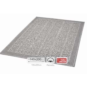 Pamuklu Bukle Lüks Kilim (140x200)-Spiral Gri