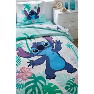 Özdilek Lisanslı Lastikli Çarşaflı Tek Kişilik Çocuk Nevresim Takımı-Stitch Summer Mint
