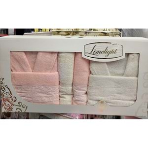 Limelight Select Ekonomik Aile Bornoz Seti (6 Parça)-Krem A.Pembe
