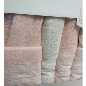 Limelight Select Ekonomik Aile Bornoz Seti (6 Parça)-Krem A.Pembe