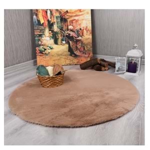 Evru Tavşan Tüyü Yumoş Post Halı (100 yuvarlak ) kayu camel