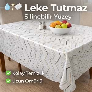 Kesme Masa Örtüsü Muşamba-Zigzag Gri Gold-140X260