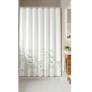 Tropik Home -Daisy Papatya- Çift Kanatlı Banyo Duş Perdesi (2x110x200)
