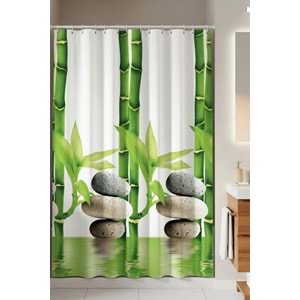 Tropik Home -Bamboo- Çift Kanatlı Banyo Duş Perdesi (2x110x200)