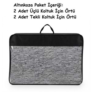 Altınkoza Still Jakarlı Streç Maxi Takım Koltuk Örtüsü (3+3+1+1)-K.Beyaz