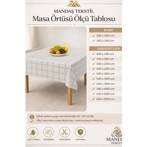 Kesme Masa Örtüsü Muşamba-Kareli Gri - 140X400