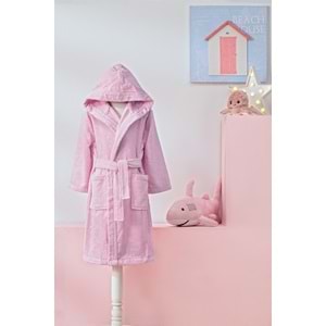 Özdilek 7/8 Yaş Kız Çocuk Kapüşonlu Kadife Pamuk Bornoz-Unicorn Pembe